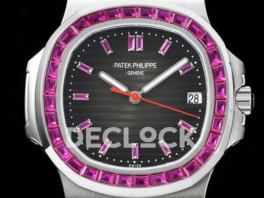 Replica Pattek Philippe Nautilus 5711 Brown Dial Purple Diamond Bezel | Declock.