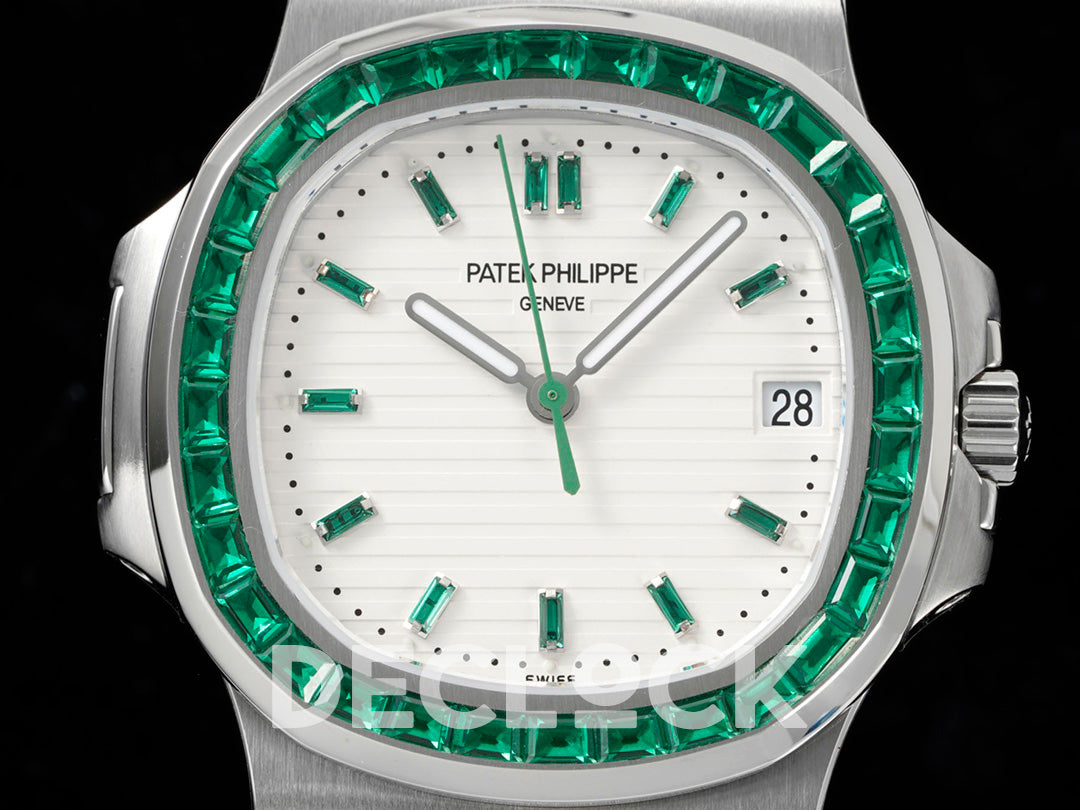 Nautilus 5711 White Dial Green Diamond Bezel