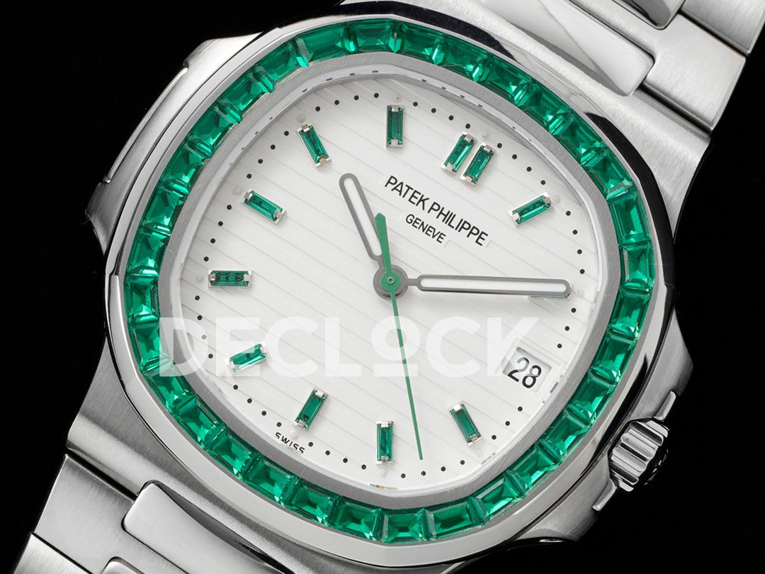 Nautilus 5711 White Dial Green Diamond Bezel