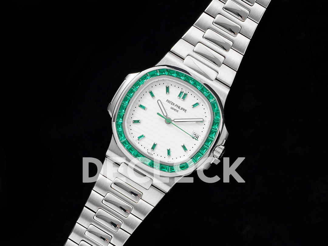 Nautilus 5711 White Dial Green Diamond Bezel