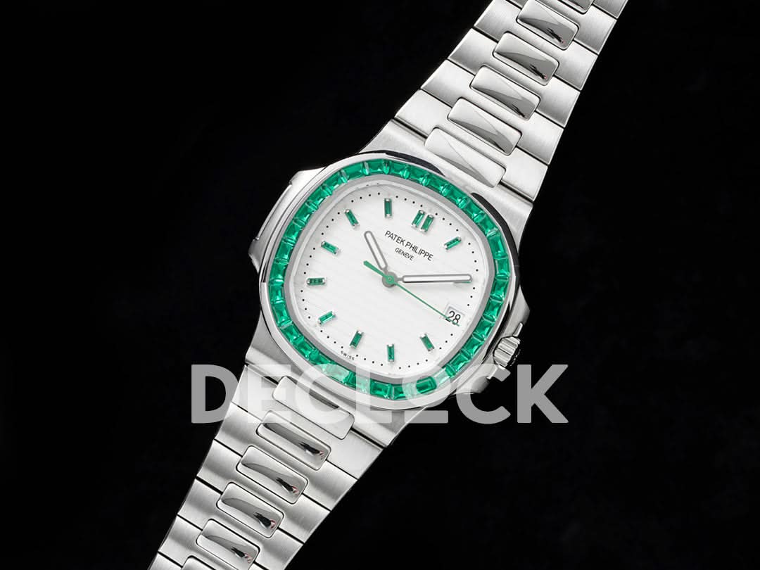 Nautilus 5711 White Dial Green Diamond Bezel