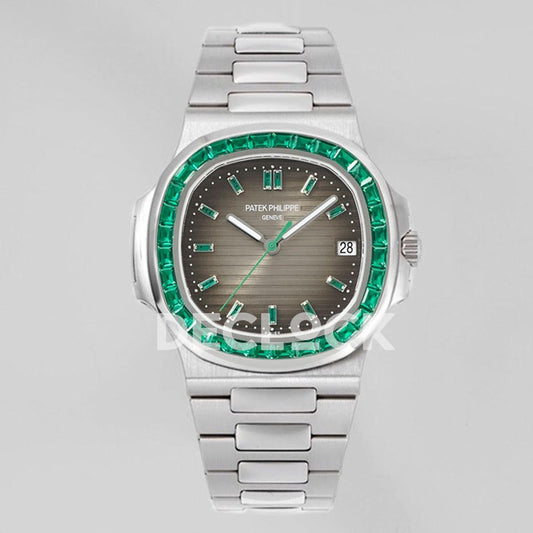 Replica Pattek Philippe Nautilus 5711 Brown Dial Green Diamond Bezel | Declock.
