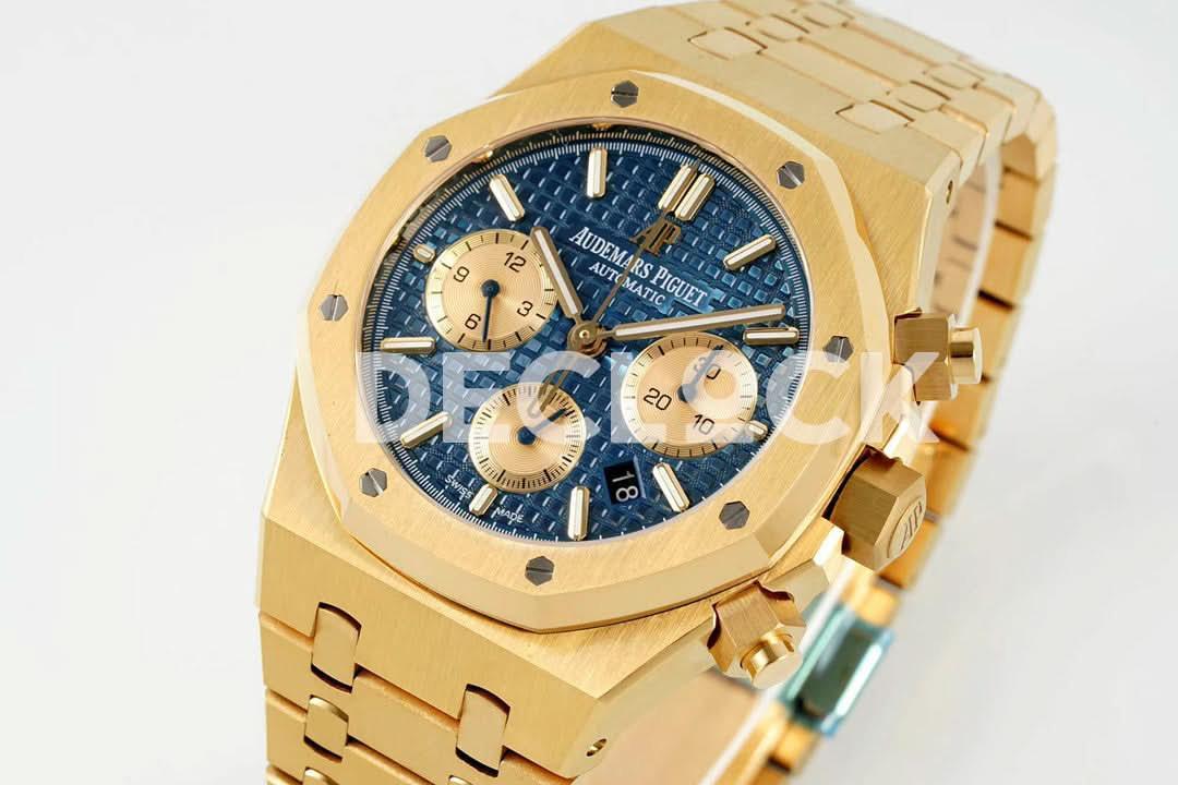 Replica Audemars Pigeut Royal Oak Chronograph Gold in Blue/Gold Dial |  Declock.