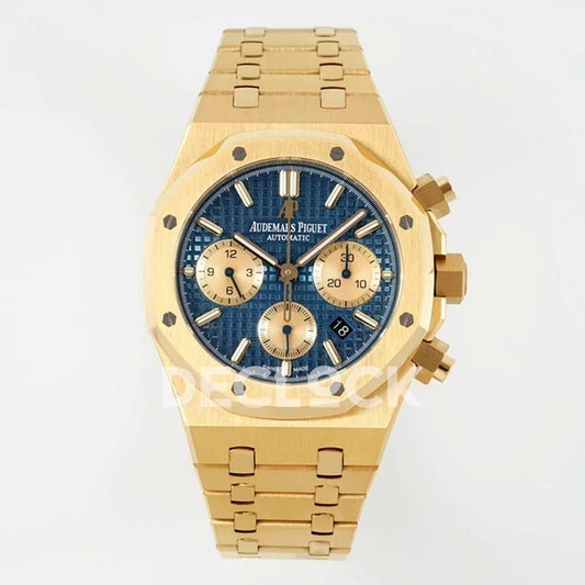 Replica Audemars Pigeut Royal Oak Chronograph Gold in Blue/Gold Dial |  Declock.