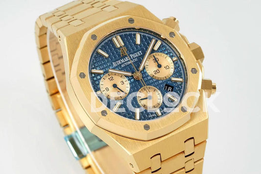 Replica Audemars Pigeut Royal Oak Chronograph Gold in Blue/Gold Dial | Declock.