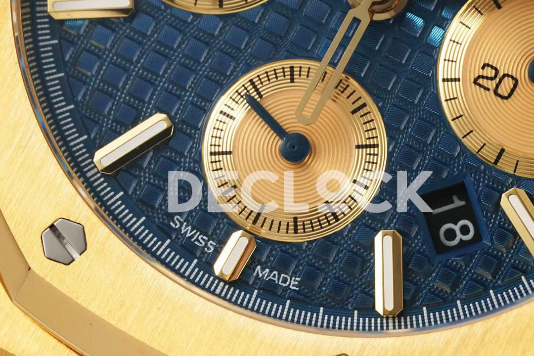 Replica Audemars Pigeut Royal Oak Chronograph Gold in Blue/Gold Dial |  Declock.