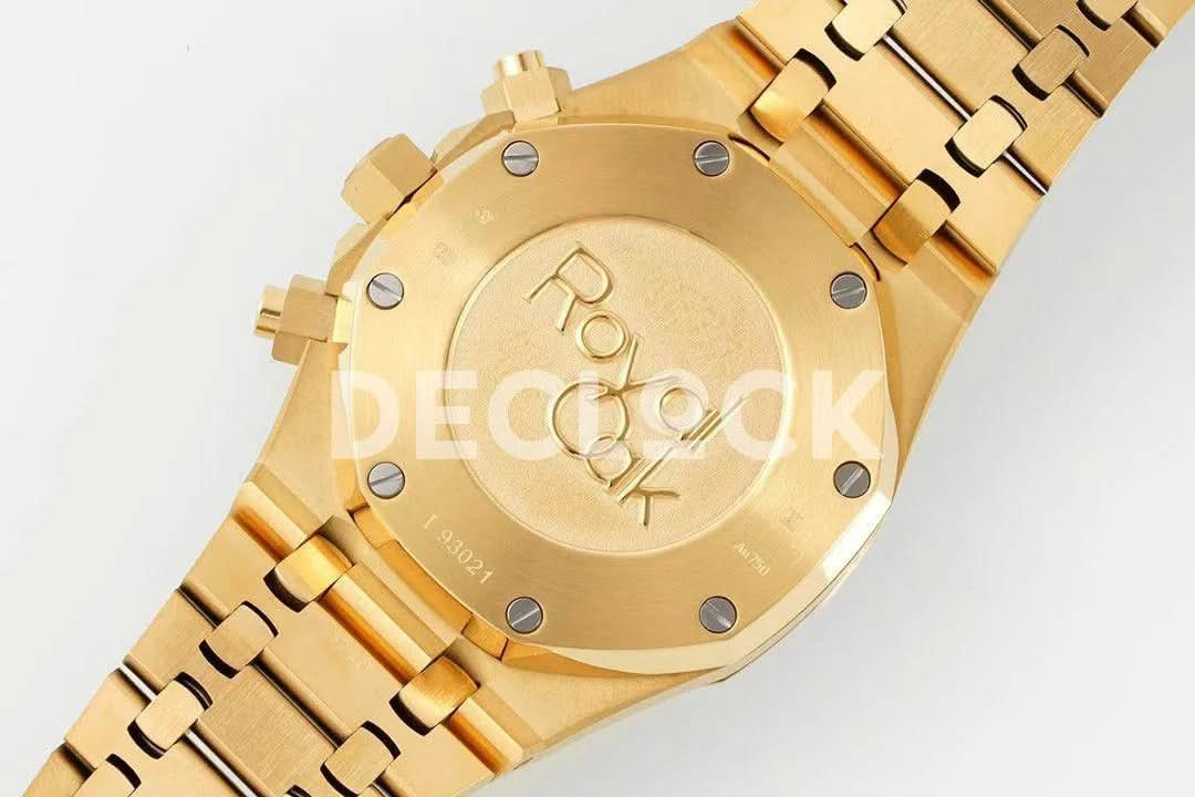 Replica Audemars Pigeut Royal Oak Self-Winding Chronograph Blue Dial in Yellow Gold |  Declock.