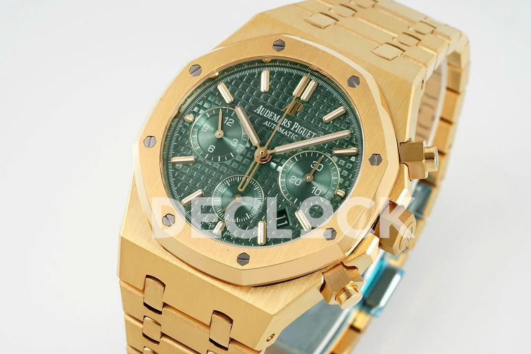 Replica Audemars Pigeut Royal Oak Chronograph Gold in Green Dial |  Declock.