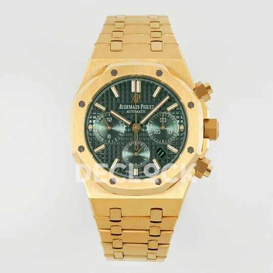 Replica Audemars Pigeut Royal Oak Chronograph Gold in Green Dial | Declock.