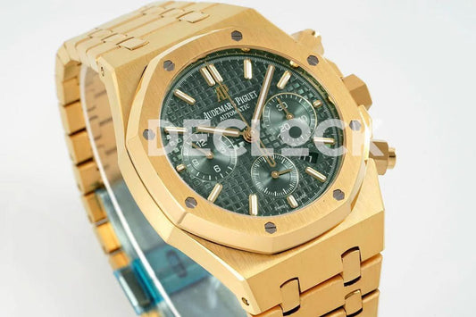 Replica Audemars Pigeut Royal Oak Chronograph Gold in Green Dial |  Declock.