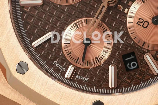 Replica Audemars Pigeut Royal Oak Self-Winding Chronograph Rose Gold Dial in Rose Gold | Declock.