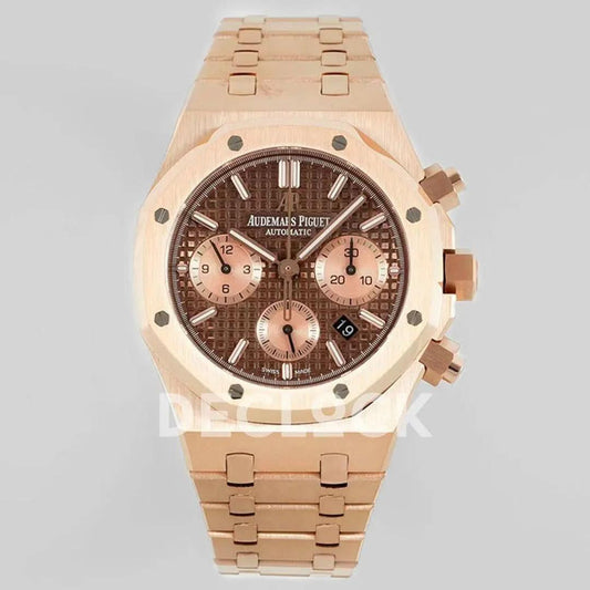 Replica Audemars Pigeut Royal Oak Self-Winding Chronograph Rose Gold Dial in Rose Gold |  Declock.