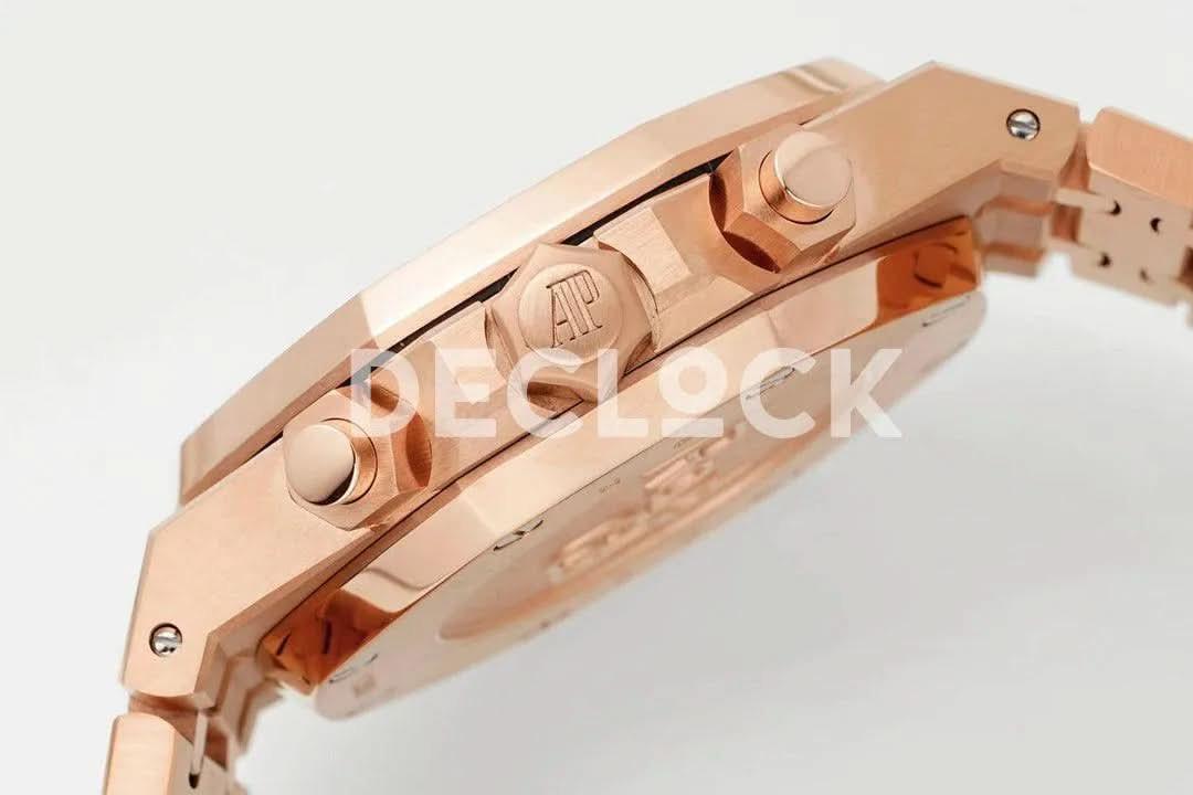Replica Audemars Pigeut Royal Oak Self-Winding Chronograph Blue Dial in Rose Gold |  Declock.