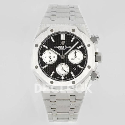 Replica Audemars Pigeut Royal Oak Self-Winding Chronograph Black Dial in Steel | Declock.