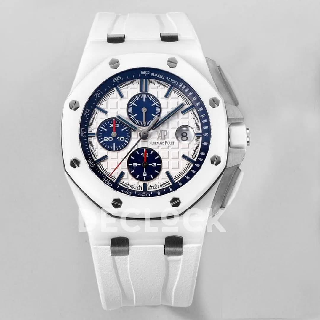 Replica Audemars Pigeut Royal Oak Offshore Novelty 44mm in White Ceramic 26402CB |  Declock.