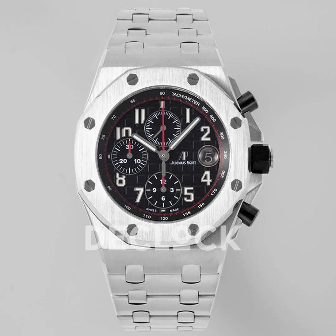 Replica Audemars Pigeut Royal Oak Offshore Self-Winding Chronograph Black Numerous Dial in Steel