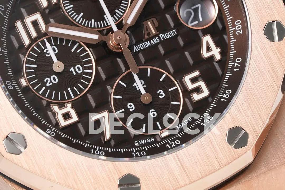 Replica Audemars Pigeut Royal Oak Offshore Self-Winding Chronograph Black Dial in Rose Gold |  Declock.