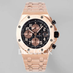 Replica Audemars Pigeut Royal Oak Offshore Self-Winding Chronograph Rose Gold/Black Dial in Rose Gold