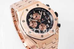 Replica Audemars Pigeut Royal Oak Offshore Self-Winding Chronograph Rose Gold/Black Dial in Rose Gold