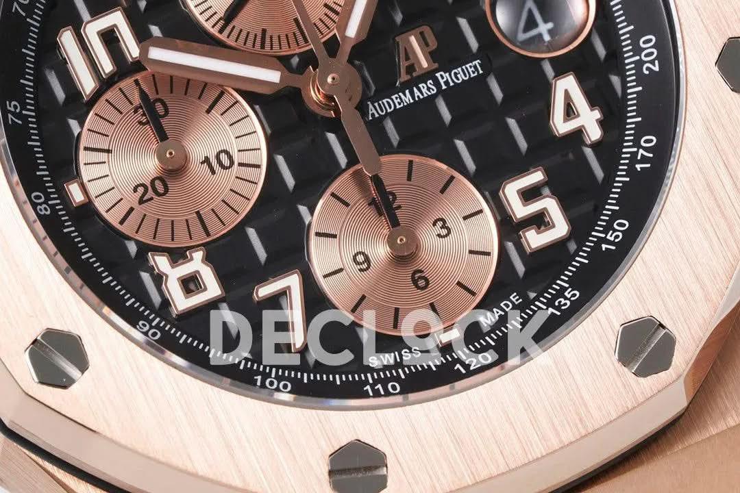 Replica Audemars Pigeut Royal Oak Offshore Self-Winding Chronograph Rose Gold/Black Dial in Rose Gold |  Declock.