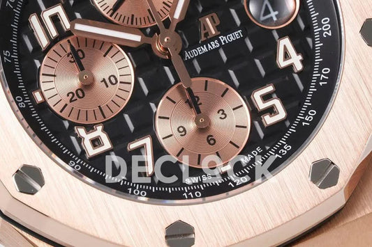 Replica Audemars Pigeut Royal Oak Offshore Self-Winding Chronograph Rose Gold/Black Dial in Rose Gold | Declock.