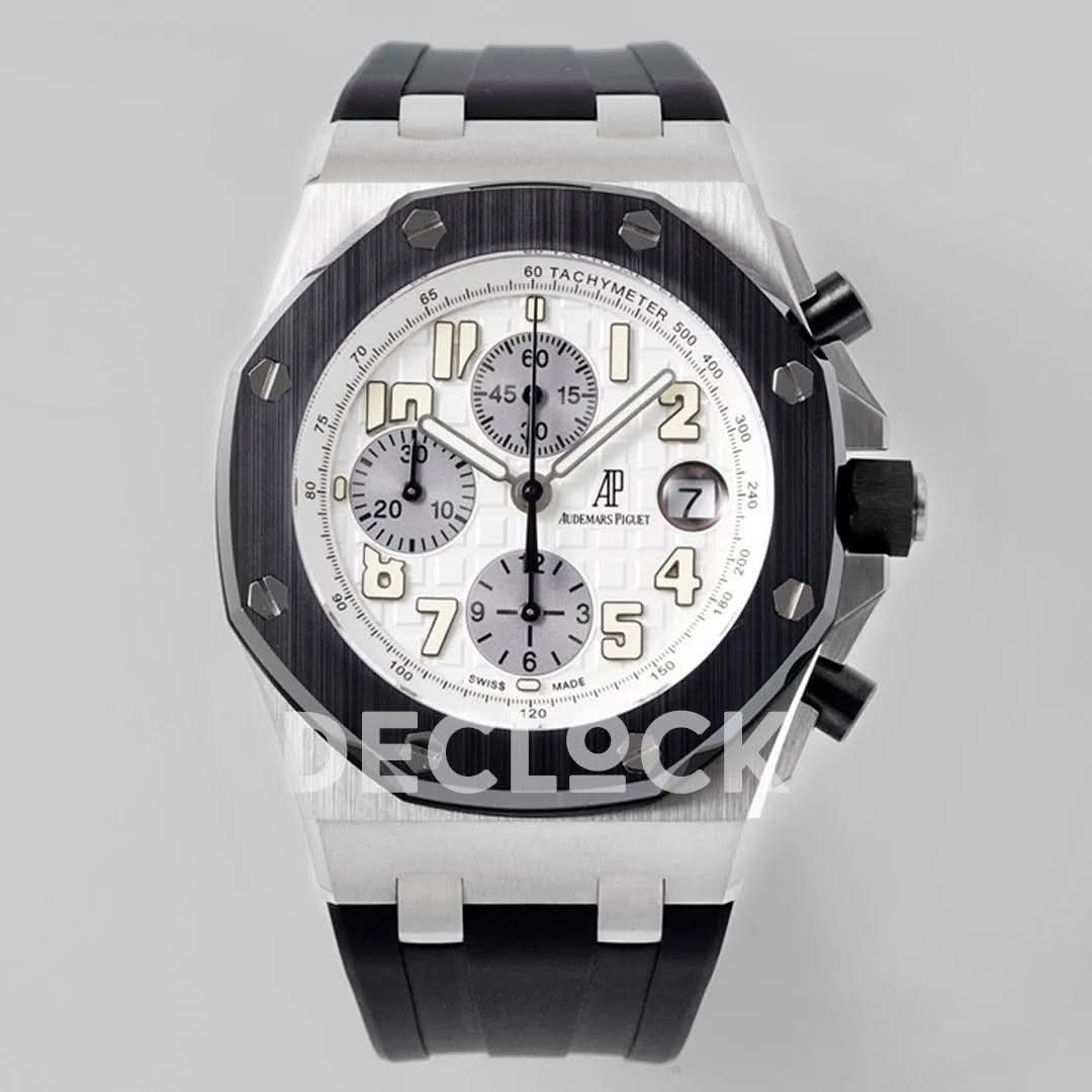 Replica Audemars Pigeut Royal Oak Offshore Self-Winding Chronograph White Numerous Dial in Steel
