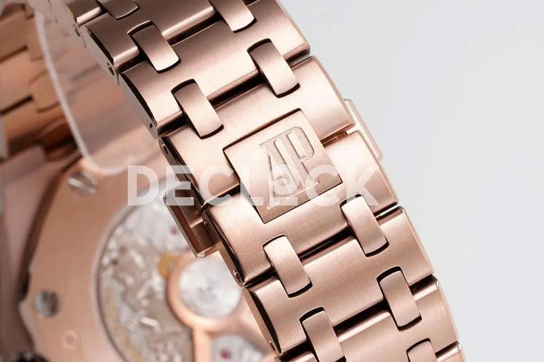 Replica Audemars Pigeut Royal Oak Offshore Self-Winding Chronograph Black Dial in Rose Gold |  Declock.