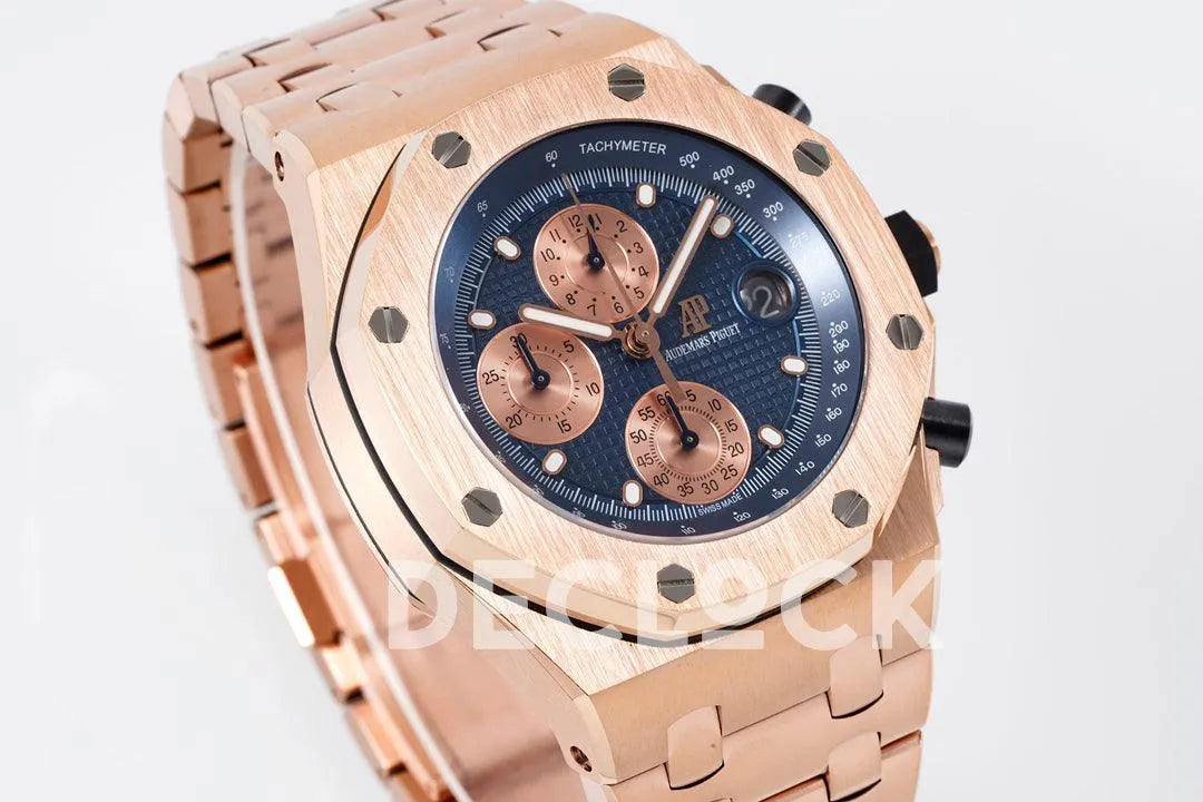 Replica Audemars Pigeut Royal Oak Offshore Self-Winding Chronograph Rose Gold/Blue Dial in Rose Gold