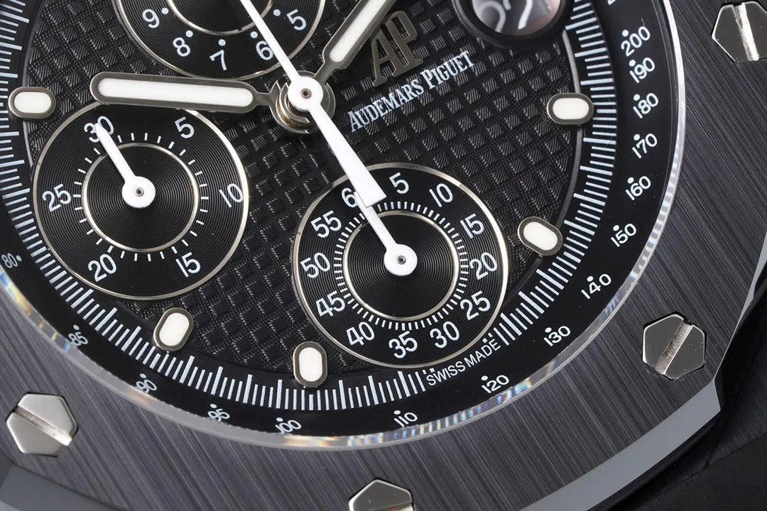 Replica Audemars Pigeut Royal Oak Offshore Self-Winding Chronograph Black Dial in PVD