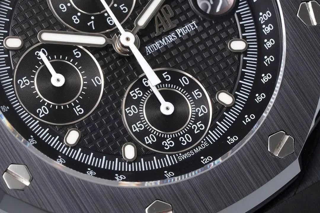 Replica Audemars Pigeut Royal Oak Offshore Self-Winding Chronograph Black Dial in PVD |  Declock.