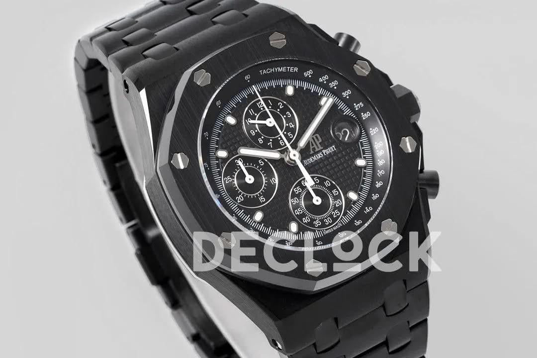 Replica Audemars Pigeut Royal Oak Offshore Self-Winding Chronograph Black Dial in PVD |  Declock.