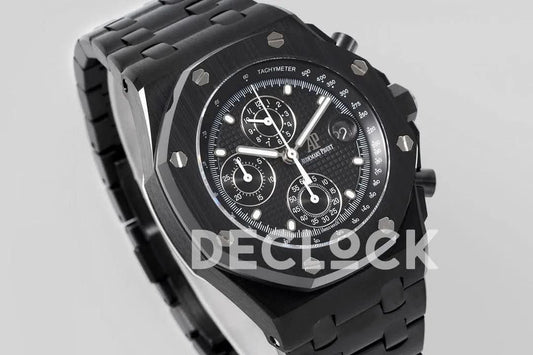 Replica Audemars Pigeut Royal Oak Offshore Self-Winding Chronograph Black Dial in PVD | Declock.