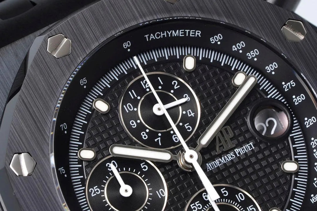 Replica Audemars Pigeut Royal Oak Offshore Self-Winding Chronograph Black Dial in PVD