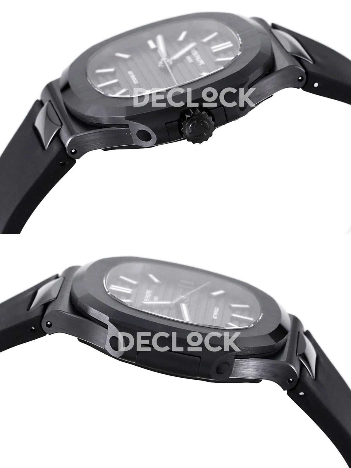 Replica Pattek Philippe AET Nautilus 5711 Black Ceramic AMGF Black Dial on Black Rubber Strap |  Declock.