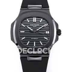 Replica Pattek Philippe AET Nautilus 5711 Black Ceramic AMGF Black Dial on Black Rubber Strap