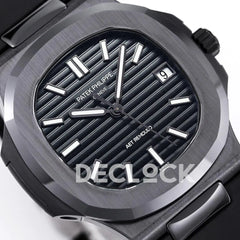 Replica Pattek Philippe AET Nautilus 5711 Black Ceramic AMGF Black Dial on Black Rubber Strap