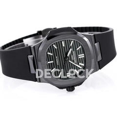 Replica Pattek Philippe AET Nautilus 5711 Black Ceramic AMGF Black Dial on Black Rubber Strap