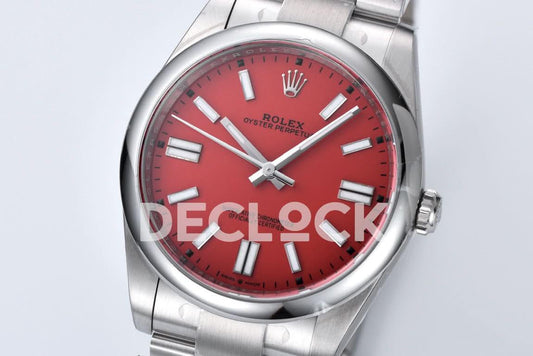 Replica Declock Oyster Perpetual 41mm Red Dial 124300 | Declock.