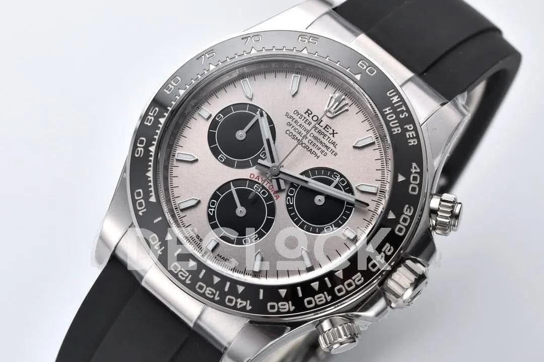 Replica Rolex Daytona 126519LN Steel Dial in White Gold on Rubber Strap |  Declock.
