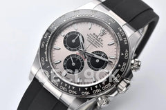 Replica Rolex Daytona 126519LN Steel Dial in White Gold on Rubber Strap