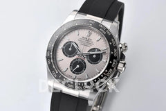 Replica Rolex Daytona 126519LN Steel Dial in White Gold on Rubber Strap