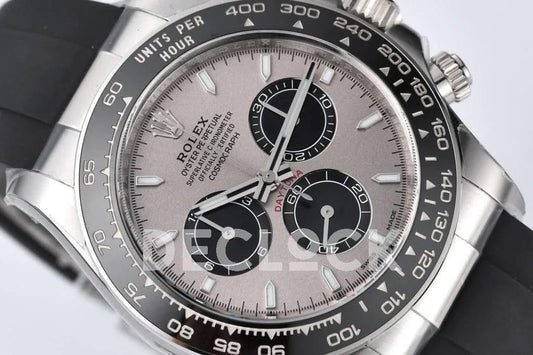 Replica Rolex Daytona 126519LN Steel Dial in White Gold on Rubber Strap | Declock.