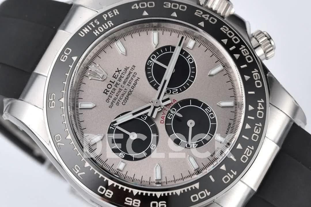Replica Rolex Daytona 126519LN Steel Dial in White Gold on Rubber Strap |  Declock.