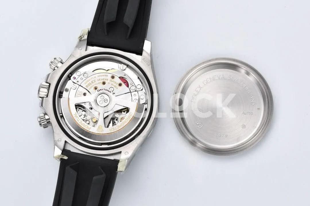 Replica Rolex Daytona 126519LN Steel Dial in White Gold on Rubber Strap |  Declock.