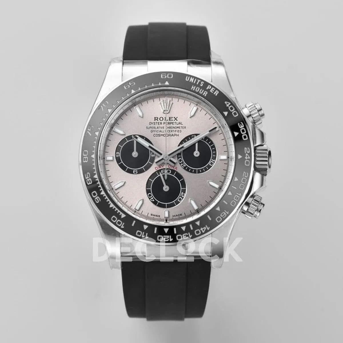 Replica Rolex Daytona 126519LN Steel Dial in White Gold on Rubber Strap |  Declock.