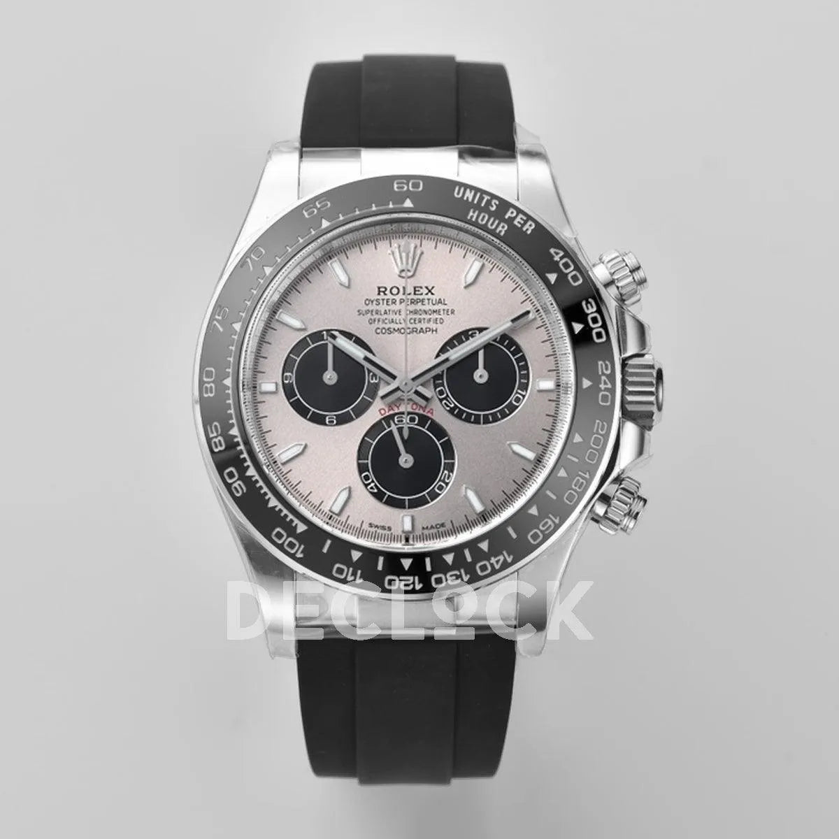 Replica Rolex Daytona 126519LN Steel Dial in White Gold on Rubber Strap