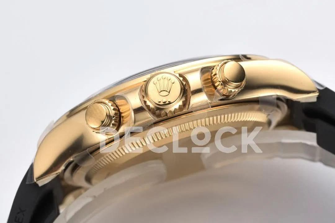 Replica Rolex Daytona 126518LN Gold Dial in Yellow Gold on Rubber Strap |  Declock.