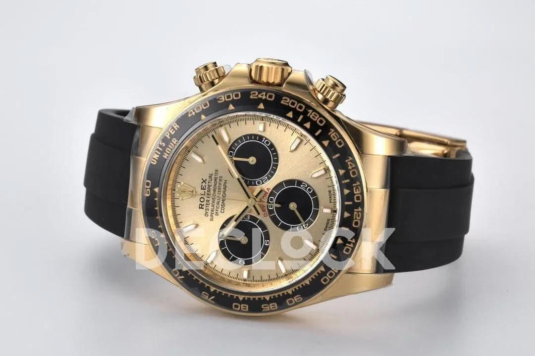 Replica Rolex Daytona 126518LN Gold Dial in Yellow Gold on Rubber Strap |  Declock.