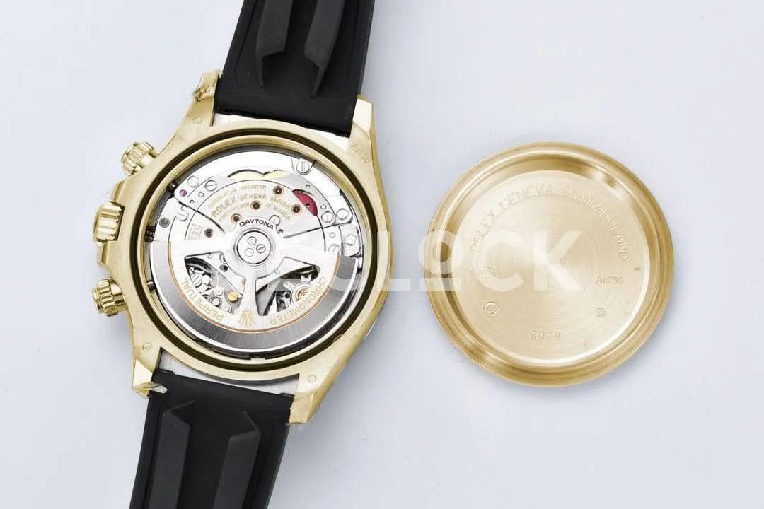 Replica Rolex Daytona 126518LN Gold Dial in Yellow Gold on Rubber Strap |  Declock.