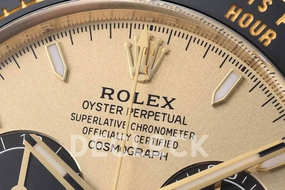 Replica Rolex Daytona 126518LN Gold Dial in Yellow Gold on Rubber Strap |  Declock.